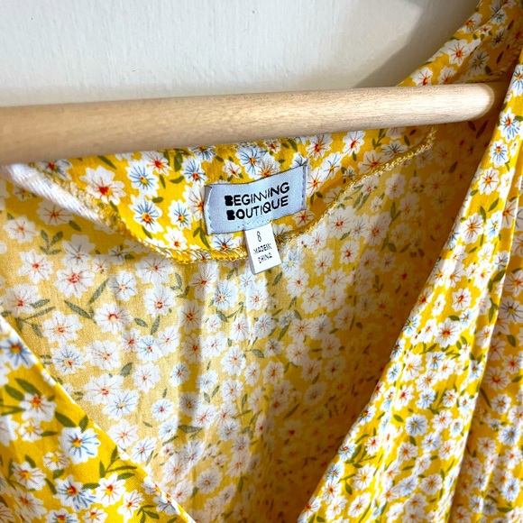 Yellow Floral Mini Dress - Picture 2 of 5
